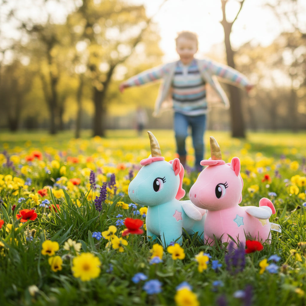 Peluche Licorne Rose et Bleu à Corne Dorée – MiniLicorn | Jouet Doux et Adorable pour Cadeau
