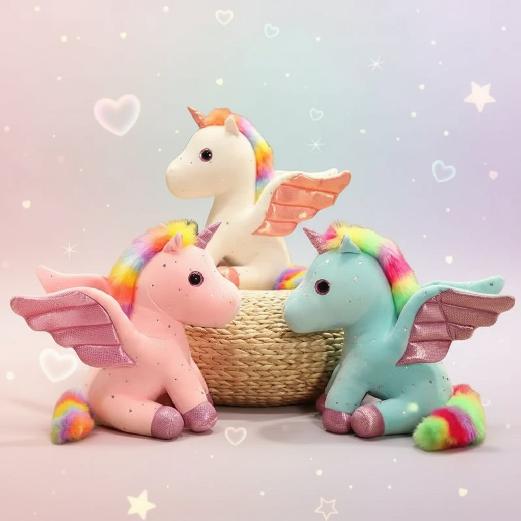 Peluche Licorne aux Ailes Scintillantes – Angelynn | Compagnon Magique et Doux pour Cadeau Féérique