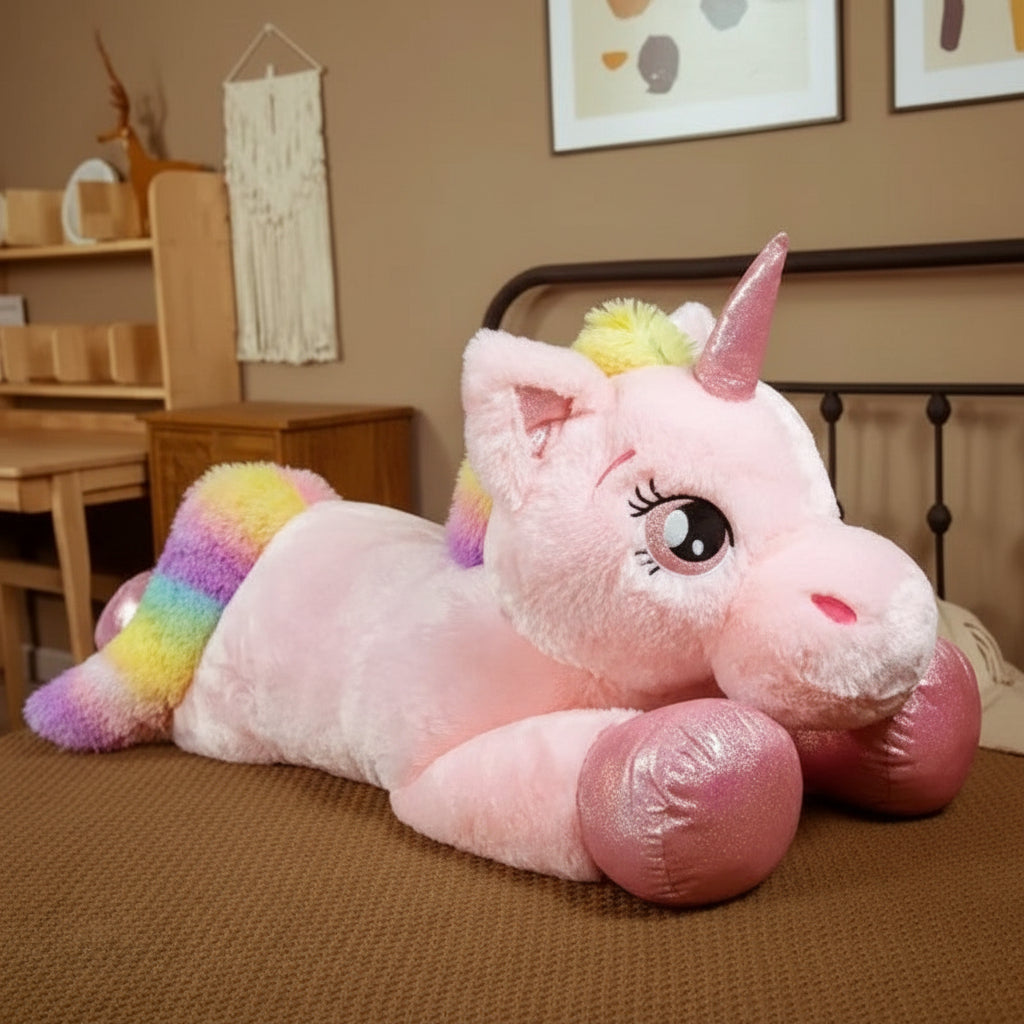 Peluche Licorne rose Géante – Licorniou | Compagnon Doux et Adorable pour Cadeau