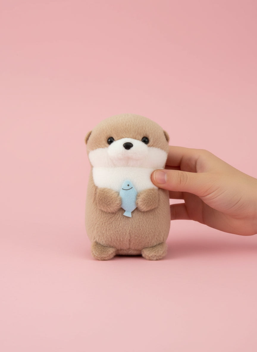 Peluche Loutre Pendentif –  Loutre’Fishy | Mini Peluche Grise à Accrocher & Cadeau Adorable