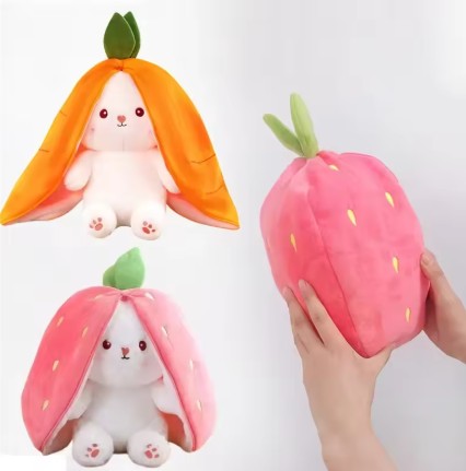 Peluche Lapin Fraise – Lapinou Fraise | Peluche Lapin Ultra Douce | Compagnon Doux & Cadeau Original