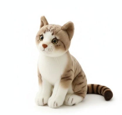 Peluche Chat Tigré Couché et Assis – Miaousoft   | Douceur Relaxante & Compagnon Confortable