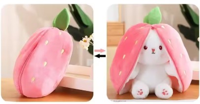 Peluche Lapin Fraise – Lapinou Fraise | Peluche Lapin Ultra Douce | Compagnon Doux & Cadeau Original