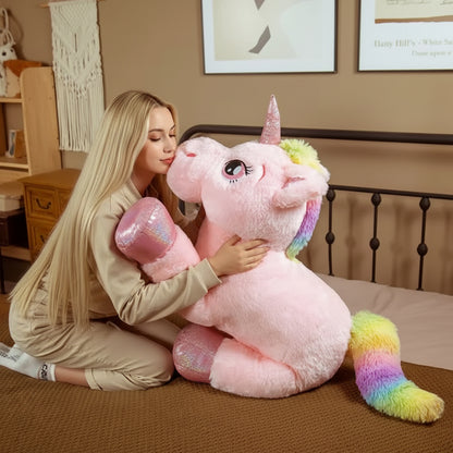 Peluche Licorne rose Géante – Licorniou | Compagnon Doux et Adorable pour Cadeau