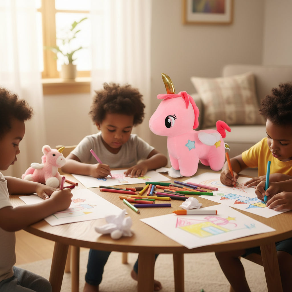 MiniLicorn – Peluche Licorne Rose et Bleu à Corne Dorée | Jouet Doux et Adorable pour Cadeau