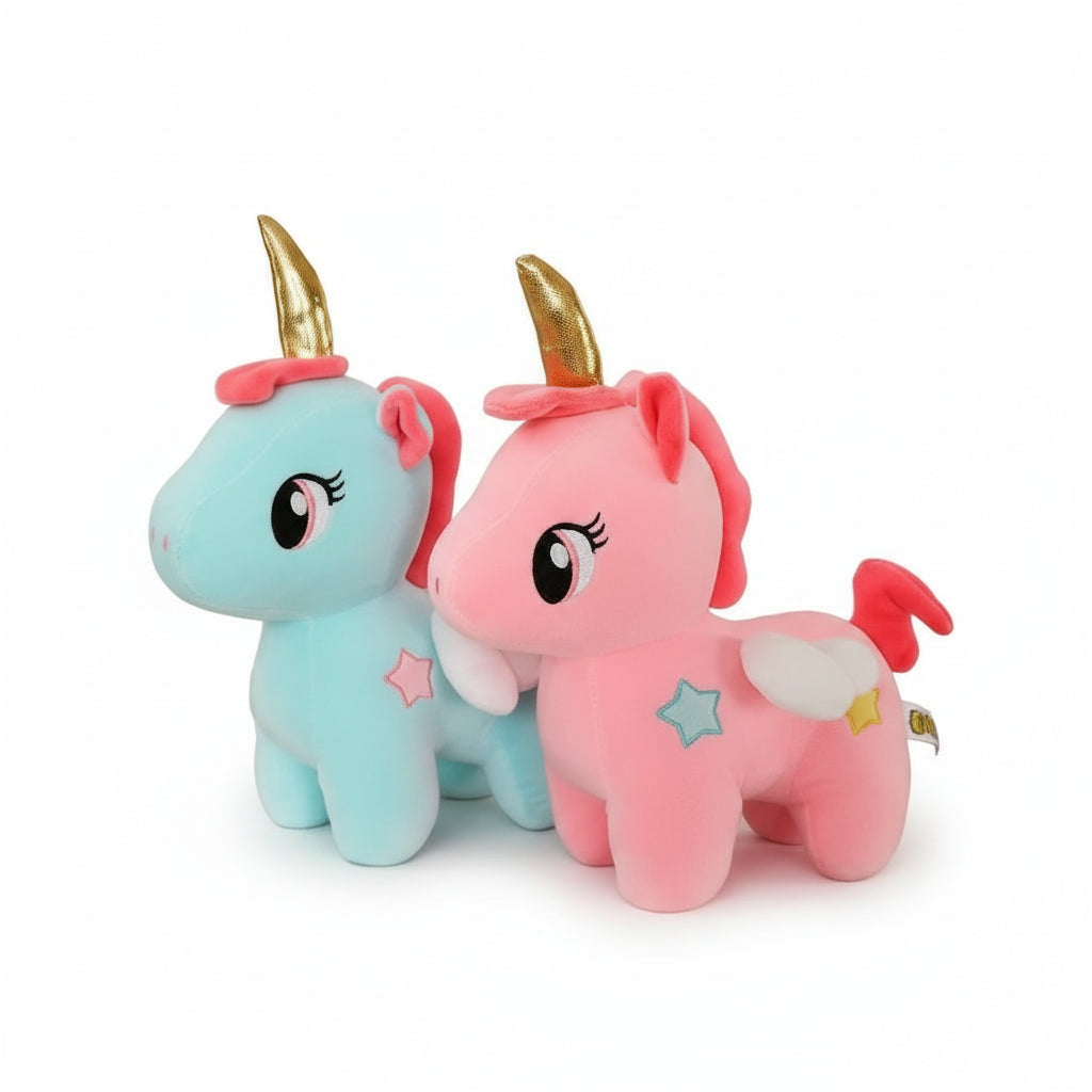 MiniLicorn – Peluche Licorne Rose et Bleu à Corne Dorée | Jouet Doux et Adorable pour Cadeau