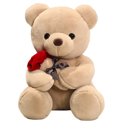 Rosalinours – Peluche Nounours Saint-Valentin avec Rose | Cadeau Romantique Doux et Adorable
