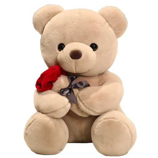 Rosalinours – Peluche Nounours Saint-Valentin avec Rose | Cadeau Romantique Doux et Adorable