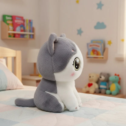 Peluche Oreiller Chat Grands Yeux – Mimi ZenCat  | Compagnon Unique pour Rêves Doux