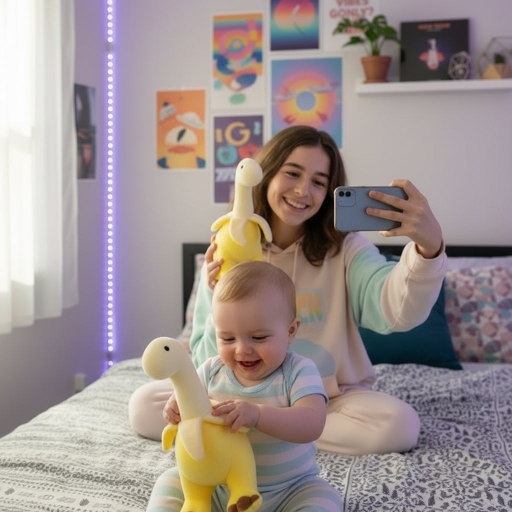 Bana’Saurus – Peluche Dinosaure Rigolote | Compagnon Fun et Ultra Doux pour Cadeau Original