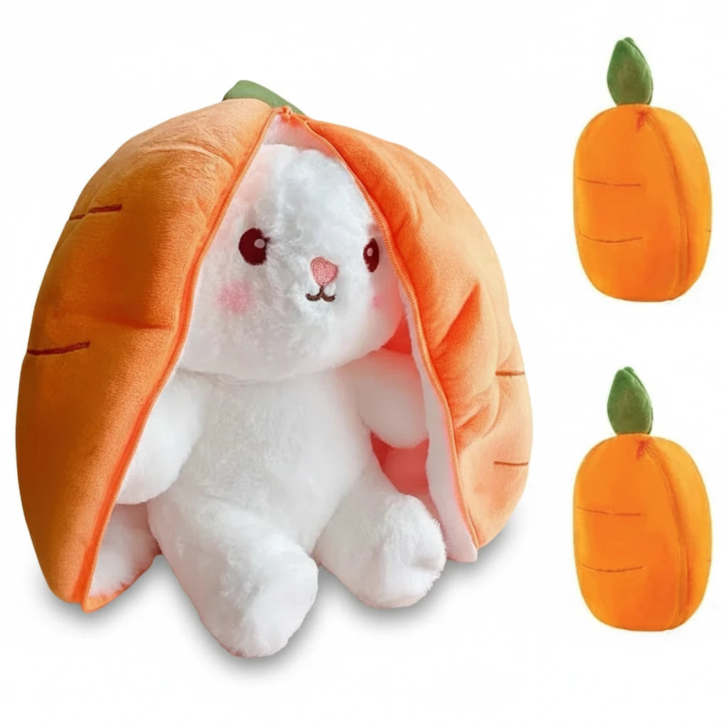 Lapinou Fraise & Carotte – Peluche Lapin Ultra Douce | Peluche Lapin Fraise & Carotte | Compagnon Doux & Cadeau Original