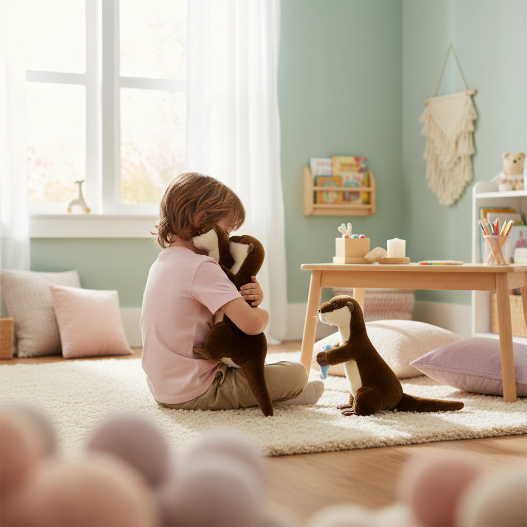 Peluche Loutre Debout et Assise – Loutre’Douce | Peluche Brune Ultra Douce & Cadeau Idéal pour Enfants