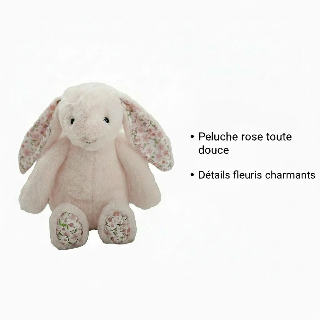 Bonnie Fleurie – Peluche Lapin aux Oreilles Fleuries | Compagnon Doux et Adorable pour Cadeau Enfant