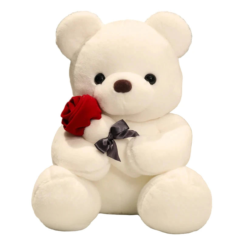 Rosalinours – Peluche Nounours Saint-Valentin avec Rose | Cadeau Romantique Doux et Adorable