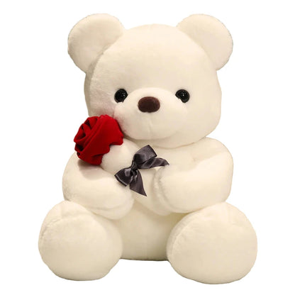 Rosalinours – Peluche Nounours Saint-Valentin avec Rose | Cadeau Romantique Doux et Adorable