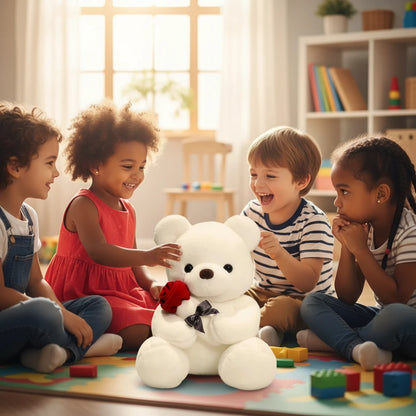 Rosalinours – Peluche Nounours Saint-Valentin avec Rose | Cadeau Romantique Doux et Adorable