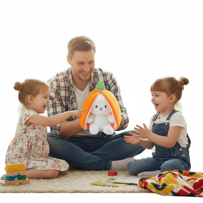 Lapinou Fraise & Carotte – Peluche Lapin Ultra Douce | Peluche Lapin Fraise & Carotte | Compagnon Doux & Cadeau Original