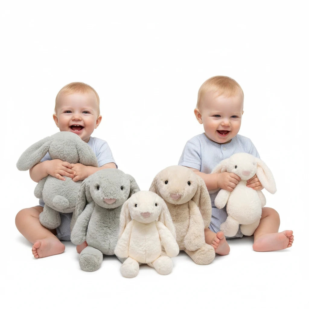Lapin’Doux – Peluche Lapin Gris Ultra Doux | Compagnon Réconfortant et Adorable pour Enfants