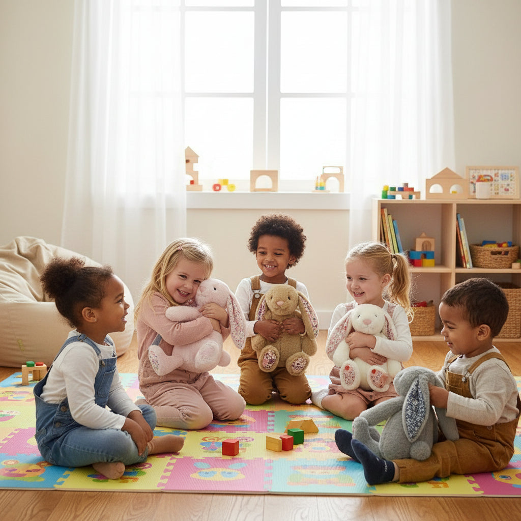 Peluche Lapin aux Oreilles Fleuries – Bonnie Fleurie | Compagnon Doux et Adorable pour Cadeau Enfant