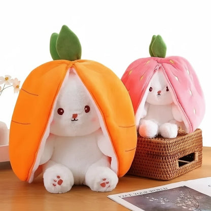 Lapinou Fraise & Carotte – Peluche Lapin Ultra Douce | Peluche Lapin Fraise & Carotte | Compagnon Doux & Cadeau Original