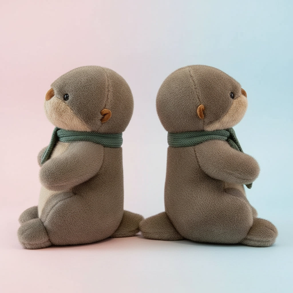 Peluche Loutre à Écharpe – Loutre’Chic  | Peluche Élégante et Douce pour Cadeau Enfant ou Collection