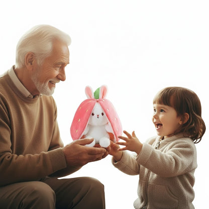 Lapinou Fraise & Carotte – Peluche Lapin Ultra Douce | Peluche Lapin Fraise & Carotte | Compagnon Doux & Cadeau Original