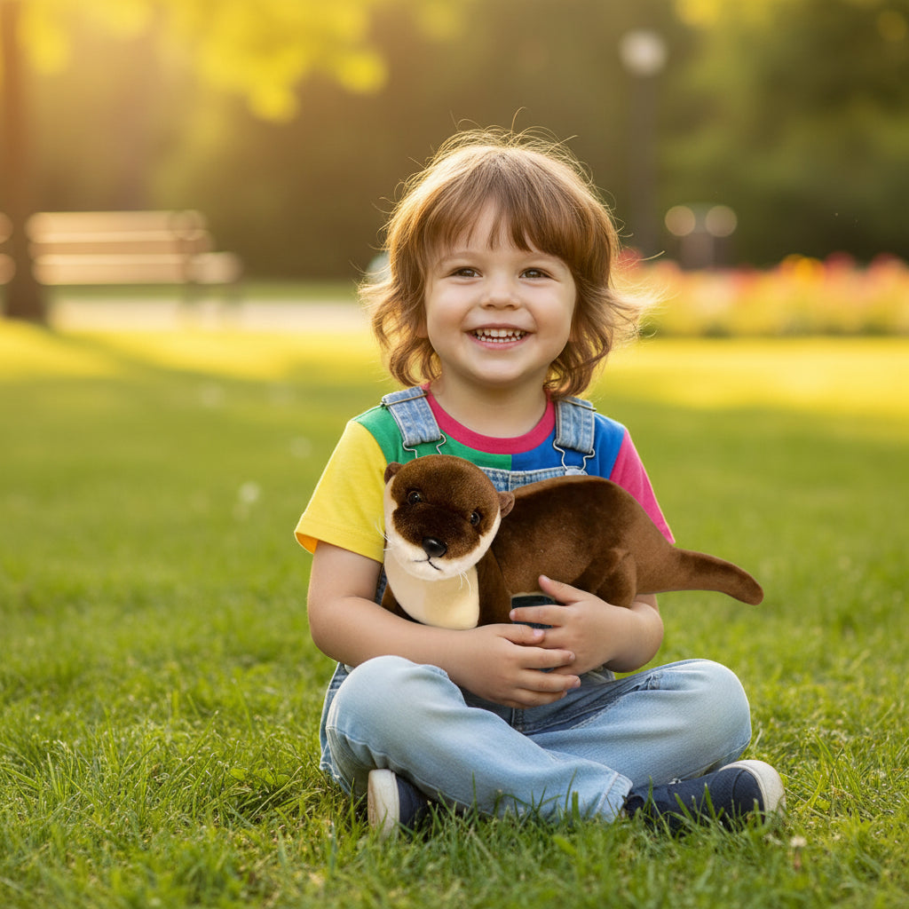 Peluche Loutre Debout et Assise – Loutre’Douce | Peluche Brune Ultra Douce & Cadeau Idéal pour Enfants