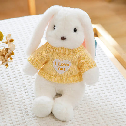 Lapinou Chuchotis – Peluche Lapin à Petit Pull Tricoté | Compagnon Doux et Charmant pour Enfants