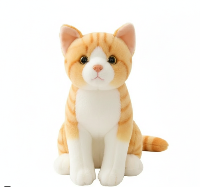 Miaousoft – Peluche Chat Tigré Couché | Douceur Relaxante & Compagnon Confortable
