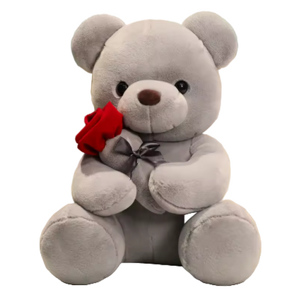 Rosalinours – Peluche Nounours Saint-Valentin avec Rose | Cadeau Romantique Doux et Adorable
